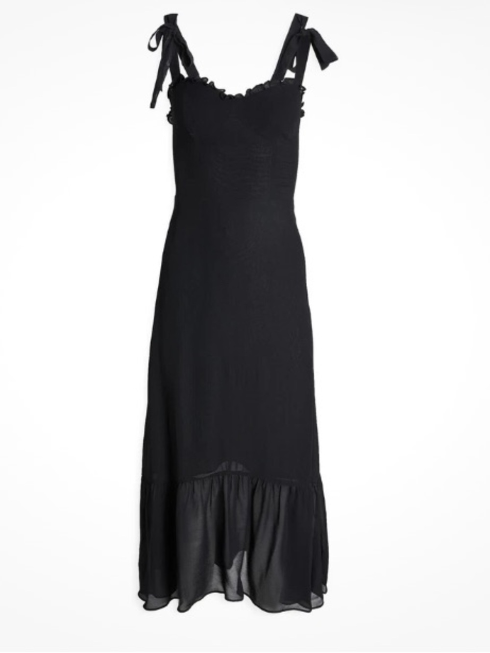Reformation Black Tie-Shoulder Georgette Frill Hem Maxi Dress 4 - Picture 14 of 15